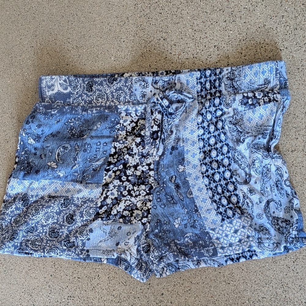 Full Tilt Blue Paisley Patchwork Shorts